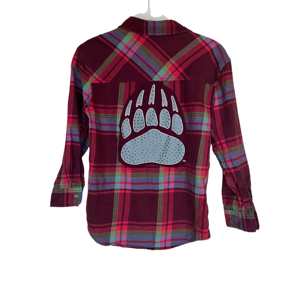 UM Griz Flannel Button Down Shirt Kids MEDIUM University of Montana Football